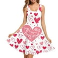 thumbnail image 1 of Renewold Ladies Tank Top Summer Dresses Pink Heart Athletic Activewear Valentine's Day Womens Scoop Neck Sleeveless Midi Dress Comfy Pleat Dress Size 2XL, 1 of 6