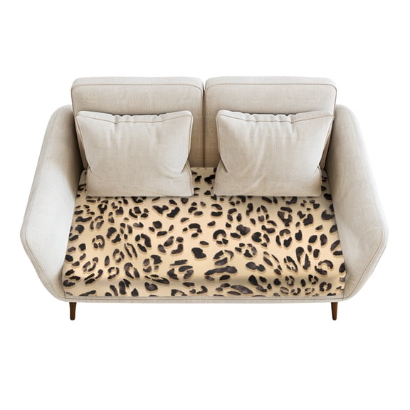 Renewold Leopard Print Beige Stretch Couch Cushion Cover Anti-Slip Sofa Seat Cushion Cover Universal Loveseat Cushion Individual Sofa Cushion Cover for Halloween Home Decor, M
