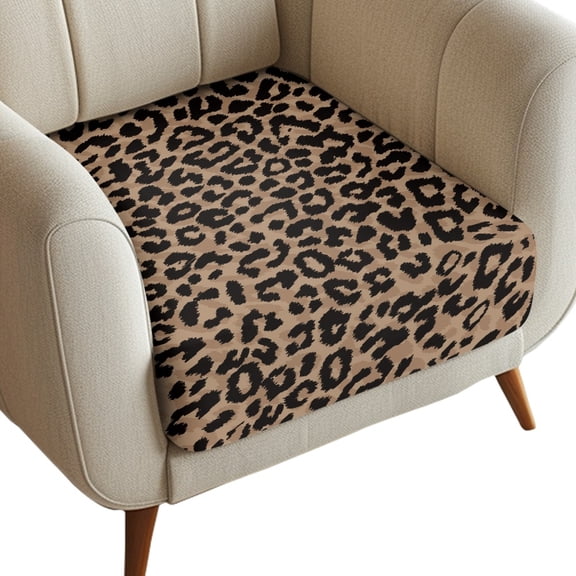 Renewold Leopard Print Brown Stretch Sofa Seat Cushion Cover Individual Couch Cover Anti-Slip Chair Slipcover Replacement with Elastic Bottom for Kids, Pets, Dogs, S
