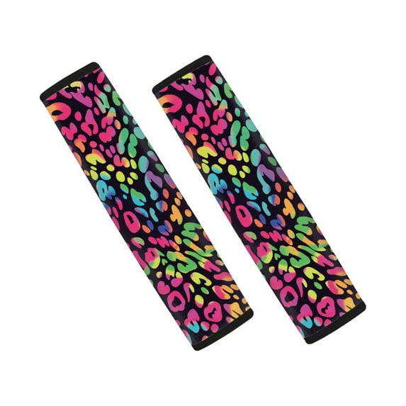Renewold Leopard Print Colorful Car Seat Belt Pads Non-Slip Travel Seat Belt Cushion Seatbelt Strap Shoulder Protector for Women Girls Men Boys, 2 Pack