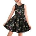 thumbnail image 1 of Renewold Lightweight Sleeveless Dress for Teens Hummingbird Flower Swing Twirl Dress Special Occasion Daily Midi Dress Fashion High Waistline Tank Dress for 9-10T Girls, 1 of 5