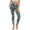 thumbnail image 1 of Renewold Lily Flower Leaf Womens Yoga Pants with Pockets High Waisted Womens Leggings Cute Exercise Yoga Leggings Opaque Activewear Lightweight Ankle Leggings, S, 1 of 8