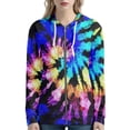 thumbnail image 1 of Renewold Long Sleeve Drawstring Sweatshirts Size XS Full Zip Up Hoodies for Women Boho Tie Dye Print Tops Elasticity No Pilling Coat Outdoor Leisure Vacations Outfits with Pocket, 1 of 5