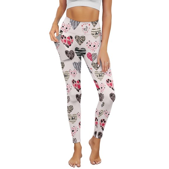 Renewold Love Zebra Stripes Pink Yoga Pants with Pockets for Women Stretch High Waisted Tummy Control Workout Tights Buttery Soft Graphic Leggings Sportswear Basic Pants, S