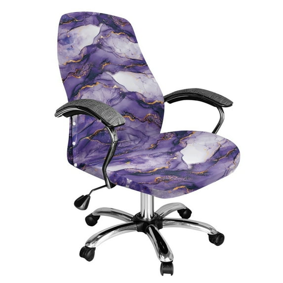 Renewold Marble Gold Violet Office Chair Cover Stretchable Desk Chair Protector Non-slip Anti-dust Computer Office Chair Slipcover Washable Desk Chair Cover with Elastic Bottom, L