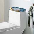 thumbnail image 1 of Renewold Marble Printed Toilet Tank Lid Cover Stains and Dust Resistant Toilet Top Cover with Elastic Edge Fit Most Toilets Tanks Bathroom Decor, Blue and Gold, 1 of 6