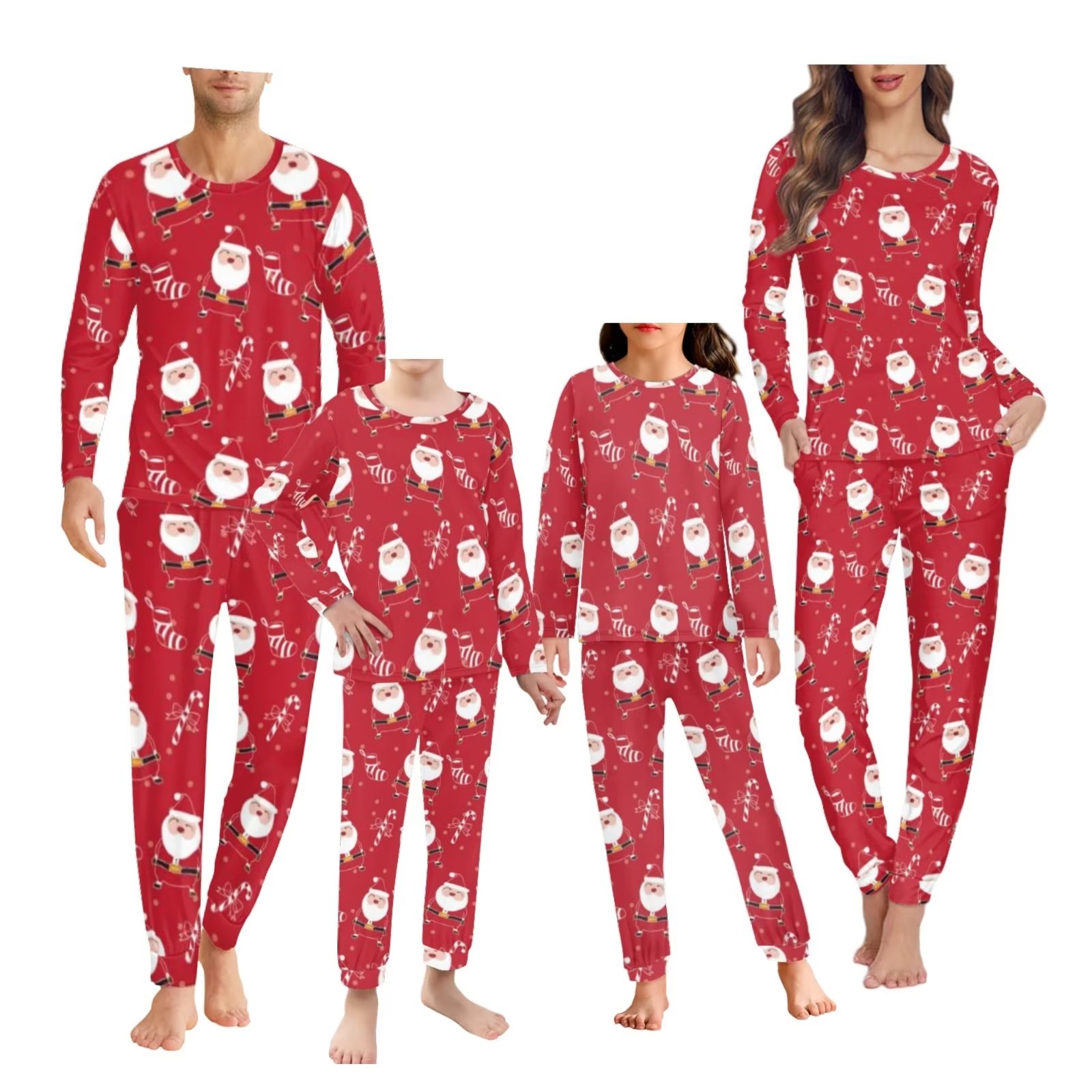 Renewold Matching Christmas Family Pajamas Santa Candy Canes Long ...