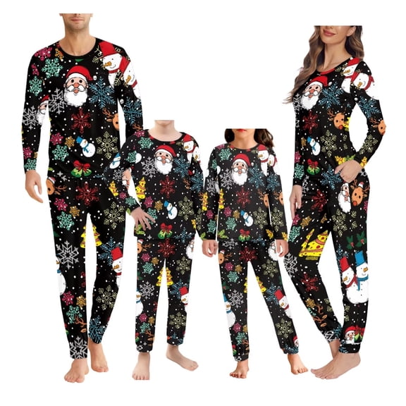 Renewold Matching Family Christmas Pajamas Set Soft Holiday Clothes Sleepwear for Men Size 2XL 2 Pieces Cozy Round Neck Loungewear Pj Set with Pockets