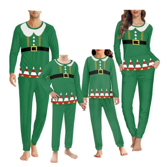 Renewold Matching Pajamas for Family Christmas Green Elf Graphic Loungewear Size 2XL Snug-Fit Men Pjs Pants Set of 2 Comfortable Tracksuit for Walking/Jogger