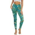 thumbnail image 1 of Renewold Mermaid Scales Yoga Leggings for Women with Pockets Stretchy Fashion Exercise Yoga Pants High Waisted Full Length Graphic Pants for Running Cycling Yoga, Green Gold, S, 1 of 8