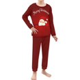 thumbnail image 1 of Renewold Merry Christmas Pajamas for Teens 5-6 Snug-Fit Scoop Neck Lounge Wear Long Pants Set with Big Pockets 2pcs Elastic Santa Red Sleep Vacation Outfits Sleepwear, 1 of 5