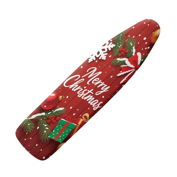 Renewold Merry Christmas Red Ironing Board Cover with Stretchable Edge Universal Fit Soft Polyester Spandex Fabric Iron Board Cover for Christmas Decor, 55" x 16"