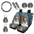 thumbnail image 1 of Renewold Merry Christmas Snowman 11 Pieces Car Accessories Set for Women Men, Non-Slip Front Rear Car Seat Covers Steering Wheel Seat Belt Pads Coasters Key Chains Universal Fit, 1 of 7