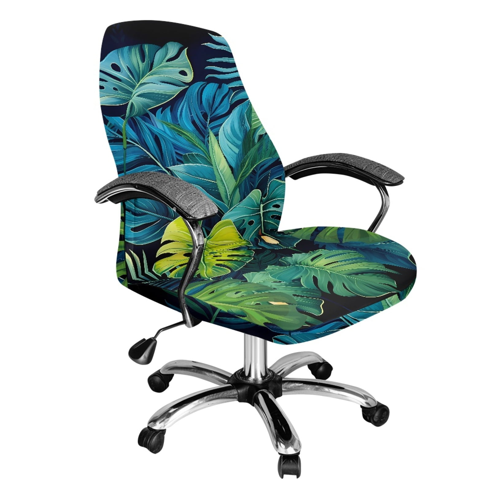 Renewold Monstera Leaf Office Chair Cover Universal Stretch Desk Chair  Cover with Elastic Bottom Removable Office Computer Chair Cover for Armrest  ...
