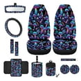 thumbnail image 1 of Renewold Mushroom Leaf 12 PCS Car Seat Cover Set with Front Car Seat Covers Steering Wheel Cover Seat Belt Cover Trash Can Armrest Cover Rear View Mirror Cover Coaster Keychain Air Vent Bag, 1 of 7