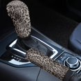 thumbnail image 1 of Renewold Neoprene Auto Handbrake Cover Gear Shift Knob Cover Set Car Interior Decor Accessories, Leopard Print Dark Grey, 1 of 7