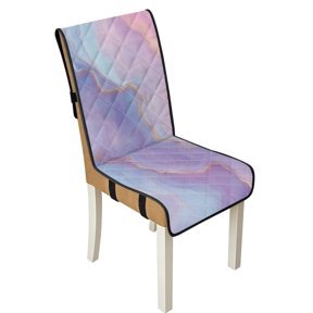 Renewold Non-slip Dining Chair Covers Protective Seat Covers for Dining Room Chairs Washable Kitchen Chair Slipcovers Dustproof Seat Protector, Light Violet Pink Blue Marble Print