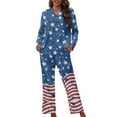 thumbnail image 1 of Renewold Novelty American Flag Crewneck Long Sleeve Pjs Sleepwear Pants Matching Set 2 PCS Warm Women Pajamas Button Down Two Piece,4th of July,Adult's Clothing Pj Size M, 1 of 6