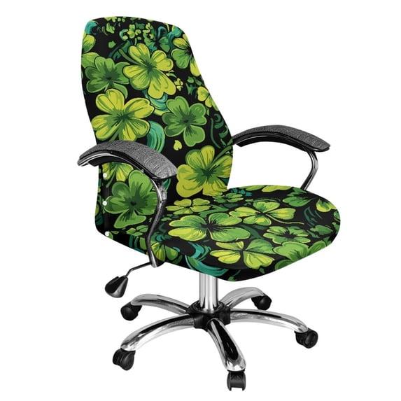 Renewold Office Chair Cover Executive Computer Chair Slipcover Stain Resistant High Back Chair Protector for St Patricks Day Home Decor Universal Fits, Cute Green Clover, L