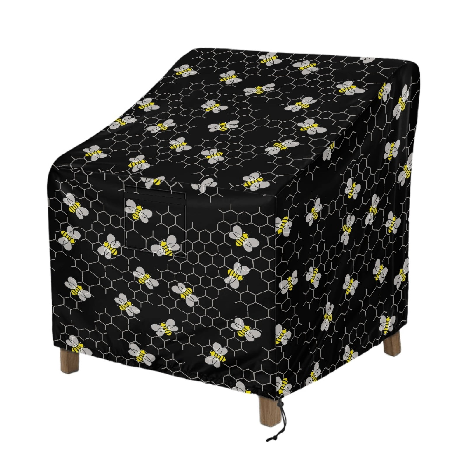 Renewold Outdoor Chair Covers Waterproof Couch Cover Dust Proof Heavy Duty Patio Adirondack Chair Protector with Air Vent Fits up to 29"W x 33"D x 36"H, Bee Honeycomb Black