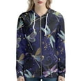 thumbnail image 1 of Renewold Oversized Regular Hoodie for Women Size S Long Zip Up Hoodies Night Natural Dragonflies Print Tops Polyester Wrinkle Resistant Fabric Jacket Fall Winter Warm Coat with Pocket, 1 of 5