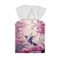 thumbnail image 1 of Renewold PU Leather Square Tissue Box Cover Aesthetic Flowers Hummingbird Tissue Box Holder for Vanity Countertop,Nightstand,Dinner Table,Office,Home Decor, 1 of 5