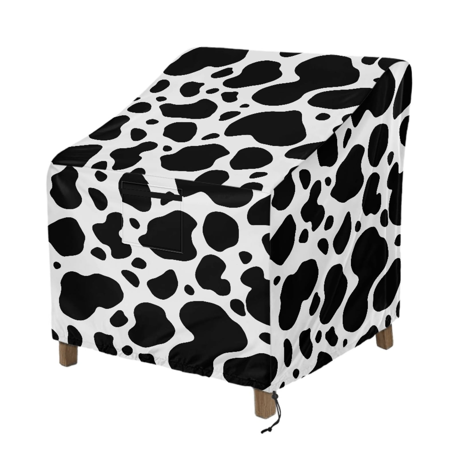 Renewold Patio Chair Covers Waterproof Anti-UV Fade-Resistant Rattan Wicker Lounge Chairs Cover Lawn Deck Furniture Protection, 38"W x 38"D x 36"H, Black Cow Print