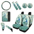 thumbnail image 1 of Renewold Peacock Flower Green 12 PCS Car Seat Cover Split Covers for Women, Non-slip Car Steering Wheel Cover Seatbelt Strap Shoulder Cover Coasters Armrest Pad Handbrake Cover Gear Shift Knob Cover, 1 of 7