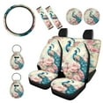 thumbnail image 1 of Renewold Peacock Peony Car Seat Cover Full Set Car Accessories 11 PCS, with Non-slip Steering Wheel Seat Belt Cover Coasters Keychain Universal Fit Most Vehicles SUV Sedans, 1 of 7
