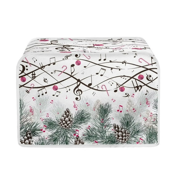 Renewold Pine Cones Toaster Cover 4 Slice Oil Proof Notes Christmas Home Appliance Covers Holiday Wide Slot Bread Maker Cover Keep Toaster Free from Dust Fingerprint Stain