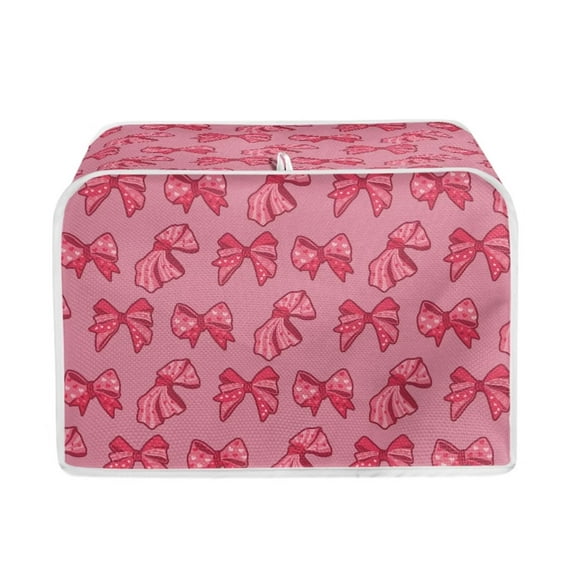 Renewold Pink Bow Toaster Cover for Kitchen Valentine's Day Decorations Washable Wide Slot Toaster Appliance Dust Cover 2 Slice Stain Resistant Appliance Covers