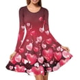 thumbnail image 1 of Renewold Pink Heart Graphic Women Long Sleeve Dresses Plus Size L Fall Winter Outdoor Play Tour Dresses Valentine's Day Elastic Waist Swing A-Line Dress, 1 of 7