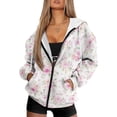 thumbnail image 1 of Renewold Pink Rose Floral Women's Oversized Hoodie Jackets Full Zip Up Pullover Sweatshirt Long Sleeve Y2K Hoodies Tops Fleece Sweatshirts Trendy Jackets Winter Fall Fashion Outfits, XL, 1 of 7