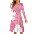 thumbnail image 1 of Renewold Pink Roses Long Sleeve Women Dresses Formal Valentine's Day A-Line Swing Dress Plus Size S Ladies Spring Winter Scoop Neck Midi Tank Dresses, 1 of 7