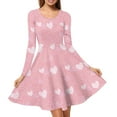 thumbnail image 1 of Renewold Pink Winter Dress for Special Occasions Love Heart Long Sleeve Crew Neck Twirl Swing Dresses Women Casual Party Dress Flowy Dress Size L, Valentine's Day, 1 of 7