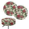 thumbnail image 1 of Renewold Poinsettia Flower Holly Stool Covers Round 2 Pack Stretch Bar Stool Saddle Padded Seat Covers Christmas Decor Washable Stool Slipcovers for 12-14 Inch Chair, 1 of 5