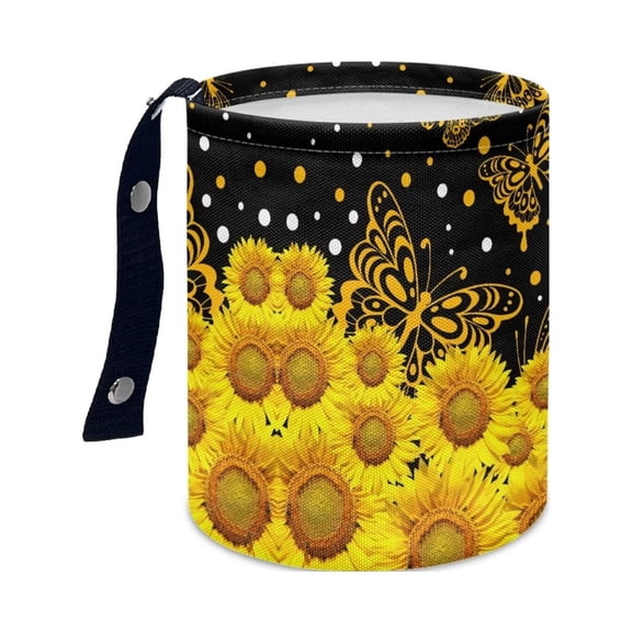 Renewold Portable Car Garbage Can for Car SUV Trucks Sunflower Butterfly Mini Automobile Organizer for Car Garbage Multifunctional Trash Can Vehicle Interior Accessories