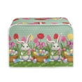 thumbnail image 1 of Renewold Portable Quilted Toaster Cover 4 Slice Wide Slot Rabbit Flower Egg Toaster Oven Covers Universal Size Home Microwave Oven Dustproof Cover, Easter Day, 1 of 6