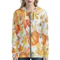 thumbnail image 1 of Renewold Pumpkins Maple Leaves Zipper Hoodies for Women Novelty Sweatshirt Thanksgiving Hoody Recreation Jackets for Jumpers Running Fall Drawstring Collar Sports Outfits Size 2XL, 1 of 6