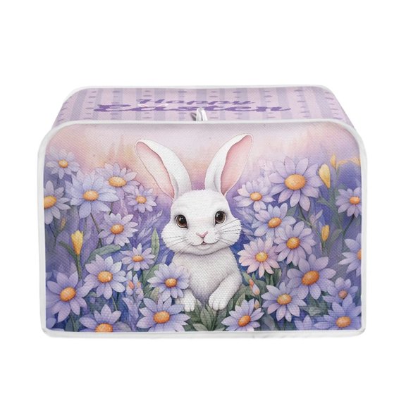 Renewold Purple Floral Rabbit Wide Slot Toaster Cover 2 Slice, Easter Appliance Toasters Dust Cover Anti Fingerprint Microwave Toaster Oven Cover Kitchen Accessories
