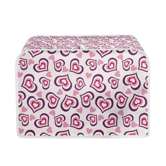 Renewold Purple Pink Hearts Toaster Covers 2 Slice Wide Slot Bread Maker Cover Dust Protection Cover Valentine's Day Universal Appliance Dustproof Cover for Kitchen