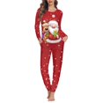 thumbnail image 1 of Renewold Red Clothing Pajamas for Women Santa Reindeer Long Pants Sweatshirt Set of 2 Comfort Leisure Christmas Tracksuit Pullover Tops Loungewear Nightwear Size L, 1 of 4
