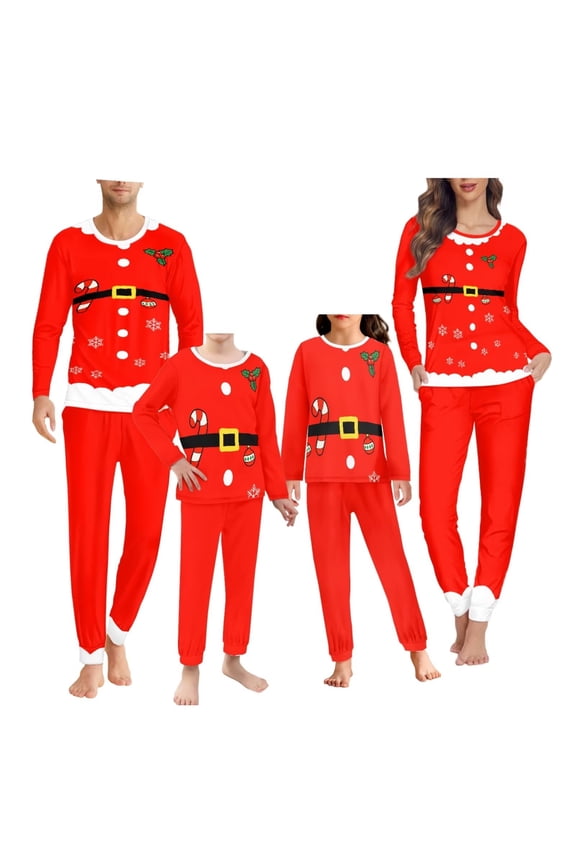 Red Clothing Sleepwear Elf Snowflake Pj Set for Women Long Pants Christmas Family Pajamas Matching Sets 2 Pieces Casual Home Daily Wear Size 6XL