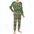 thumbnail image 1 of Renewold Red Green Stripe Pajama and Long Pants Set of 2 Christmas Lights Snowflake Long Sleeve Top & Pants Thermal Loose Scoop Neck Sleepwear Loungewear Size 9-10, 1 of 5