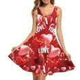 thumbnail image 1 of Renewold Red Summer Sleeveless Tank Sundress with Side Hidden Pockets for Women Valentine's Day Sleeveless Dress Love Heart Knee Length Twirl Dress Size XS, 1 of 6