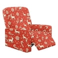 thumbnail image 1 of Renewold Reindeer Candy Cane Snowflake Red Recliner Chair Cover Machine Washable Recliner Sofa Slipcover 4 Pieces Universal Reclining Couch Cover with Pocket for 1 Cushion Reclining Sofa, 1 of 8