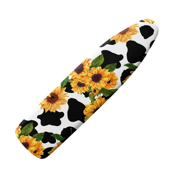 Renewold Reusable Cow Print Ironing Board Cover for Standard Boards Lightweight Sunflowers Tabletop Ironing Board Cover with Elastic Edge and Straps