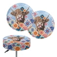 thumbnail image 1 of Renewold Round Bar Stool Seat Covers Washable Stretchy Stool Slipcovers 13-15 Inch Bathroom Vanity Stool Seat Cover 2 Count, Highland Cow Boho Floral Blue, 1 of 6