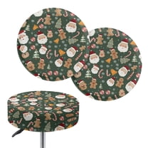 Renewold Santa Claus Green Round Stool Covers Washable Stretch Bar Stool Seat Cover 12"-14" Dustproof Stool Slipcover for Home Bar Christmas Decor, 2 Count