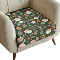 Renewold Santa Claus Green Stretch Sofa Cushion Cover Soft Couch Seat Cushion Slipcover Furniture Protector Washable Anti-Slip Armchair Cushion Cover Christmas Decor with Elastic Bottom, S